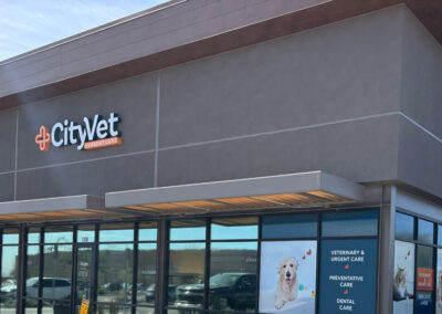 CityVet Urgent Care signage on modern building, showcasing Arizona Custom Signworks. Ideal for pet care in Phoenix area.